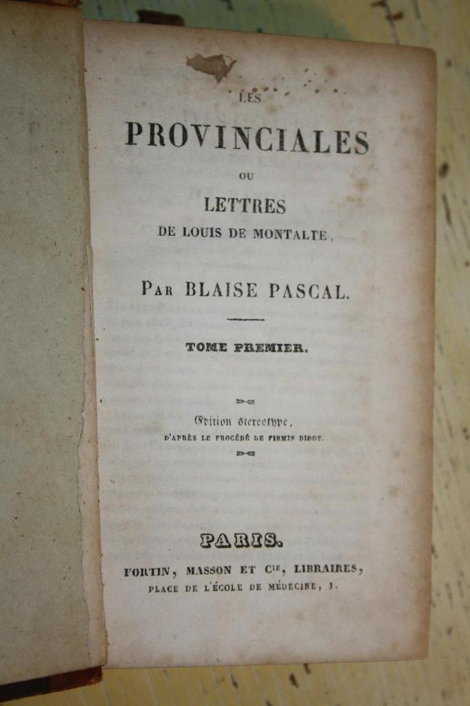 Blaise Pascal Les Provinciales ou Lettres Louis Montalte, Ophalen of Verzenden