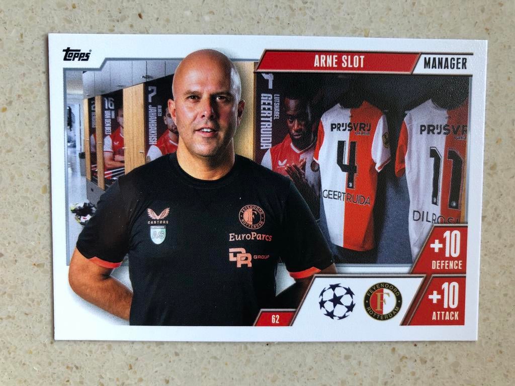 Topps Match Attax EXTRA 2023 Arne Slot Feyenoord, Ophalen of Verzenden, Zo goed als nieuw, Feyenoord, Spelerskaart