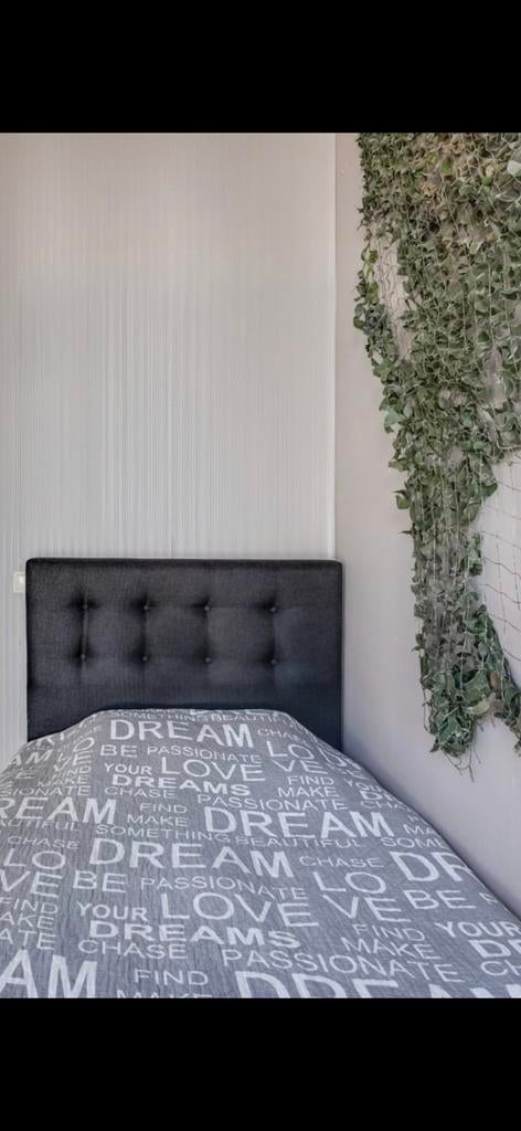 Memphis boxspring 100x220 - nette staat, Eenpersoons, Zwart, Ophalen of Verzenden, 220 cm