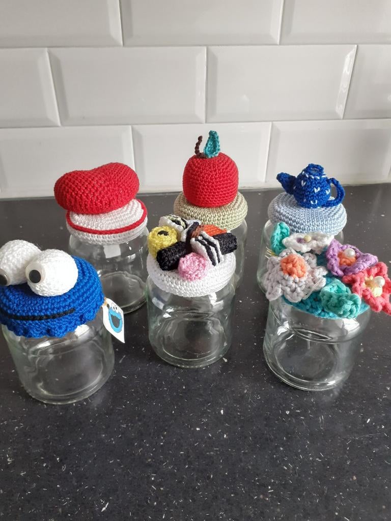 Gehaakte themapotjes, Pasen, Dieren, Kerst, Halloween, Snoep, Hobby en Vrije tijd, Ophalen of Verzenden, Nieuw, Haken, Overige typen
