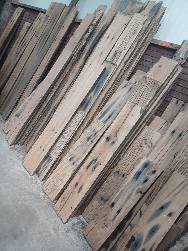 Eiken planken | spoorplanken | wagonplanken | spoorwegplank, Doe-het-zelf en Verbouw, Hout en Planken, Zo goed als nieuw, Plank