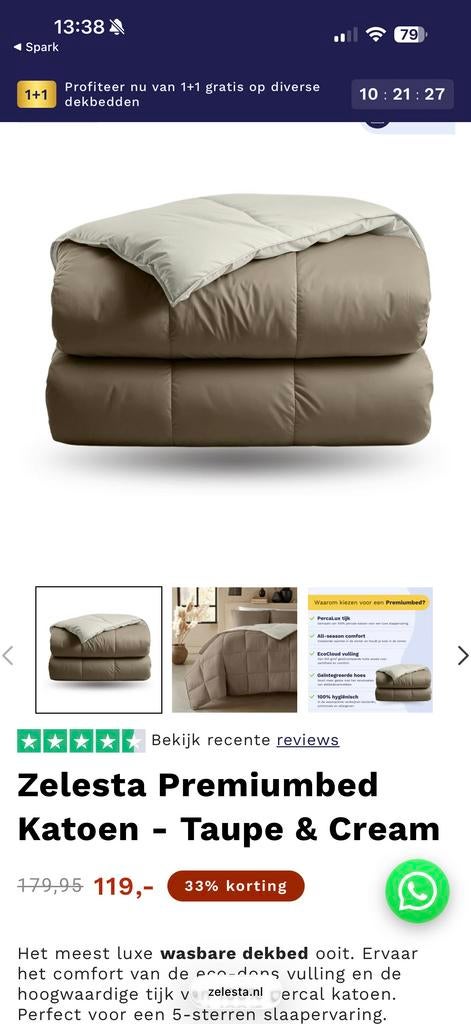 Zelesta Premium Katoen Dekbedovertrek - Taupe & Linnen, Beige, Dekbedovertrek, Ophalen of Verzenden, Nieuw