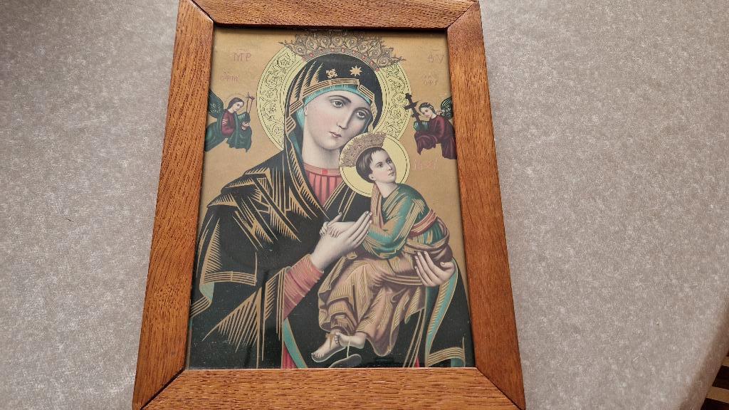 oude icoon in lijst achter glas, Ophalen of Verzenden