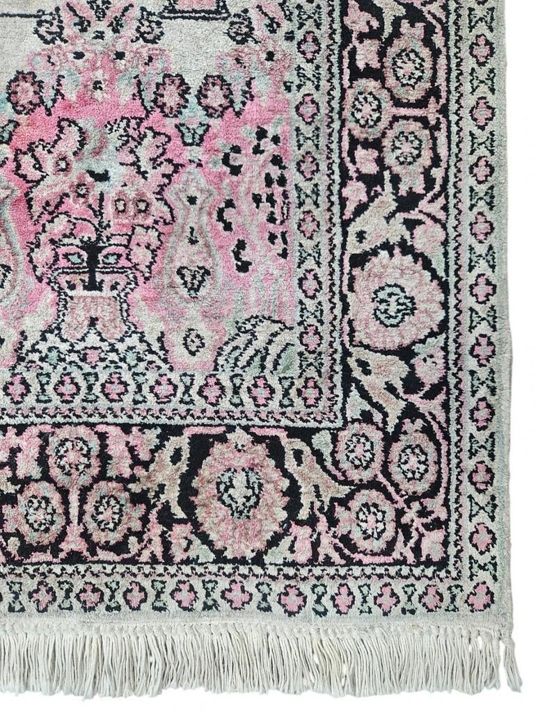 Handgeknoopt oosters Kashmir tapijt Mirab Cashmere 89x176cm, Crème, Gebruikt, Perzisch, HYPE POP-UP