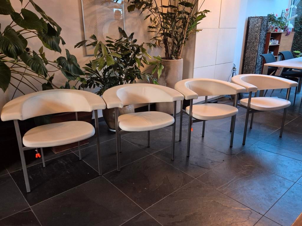 Rudolf Wolf eetkamerstoelen - set van 4 by Dutch Originals, Ophalen, Gebruikt, Wit, Vier