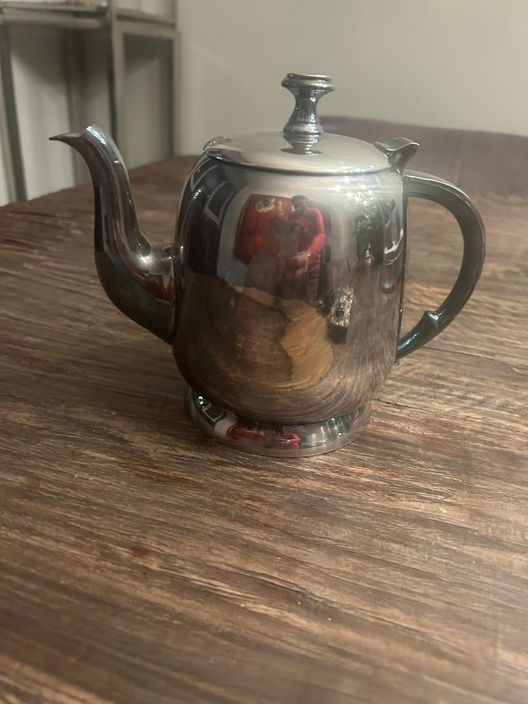 Verzilverde theepot, Antiek en Kunst, Antiek | Goud en Zilver, Ophalen of Verzenden
