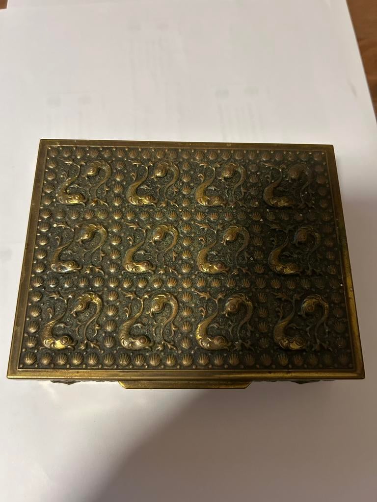 Antieke Art Deco Messing Sigarettendoos - Erhard & Söhne, Ophalen