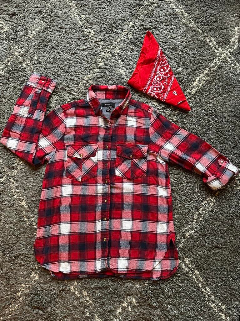 Carnaval, houthakkers blouse, maat 38, rood/wit/ blauw, Maat 38/40 (M), Carnaval, Ophalen of Verzenden, Zo goed als nieuw