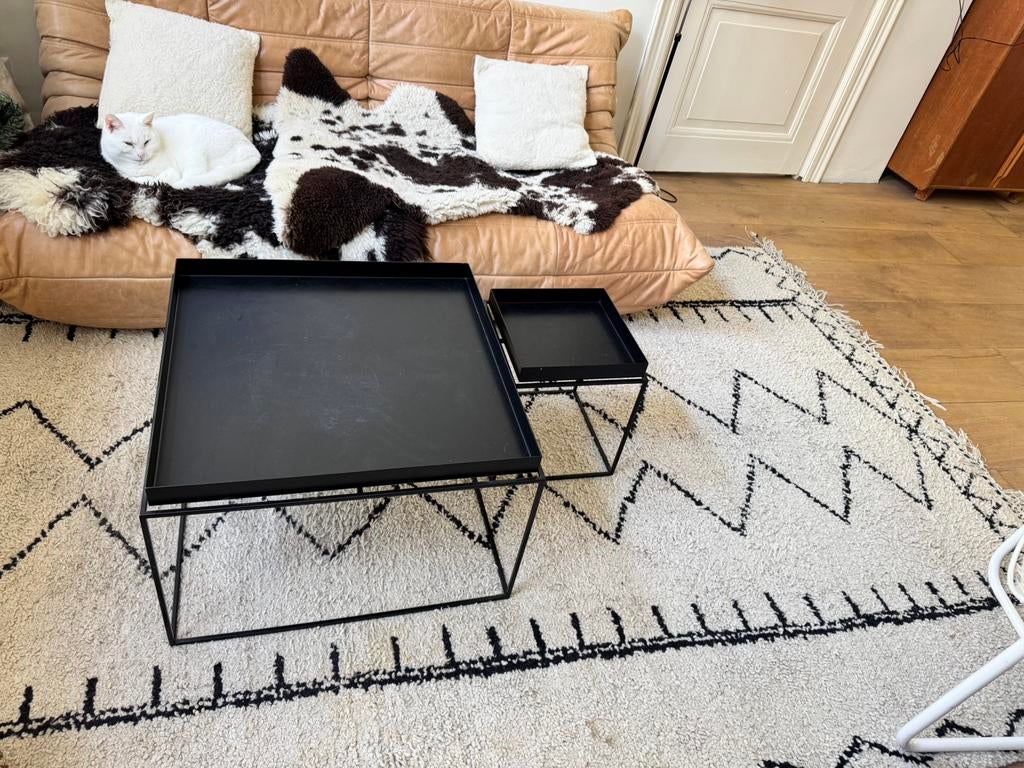 SET - HAY Tray - sidetables zwart - salontafel, Ophalen, Minder dan 45 cm, Gebruikt, Metaal of Aluminium