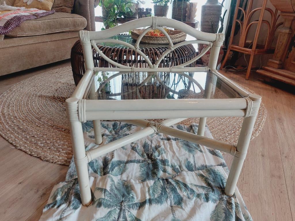 2 toffe vintage boho bamboe Nachtkastjes, Huis en Inrichting, Slaapkamer | Nachtkastjes, Ophalen, Gebruikt, Minder dan 45 cm, 55 tot 70 cm