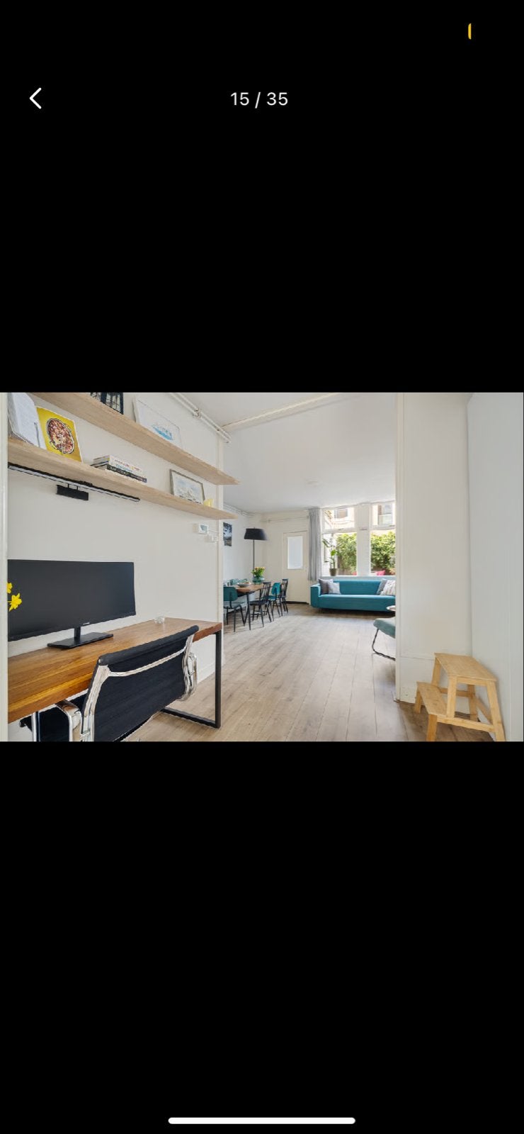 Strak bureau met stalen poten en mangohouten blad, Ophalen, Overige typen, Gebruikt, Hout