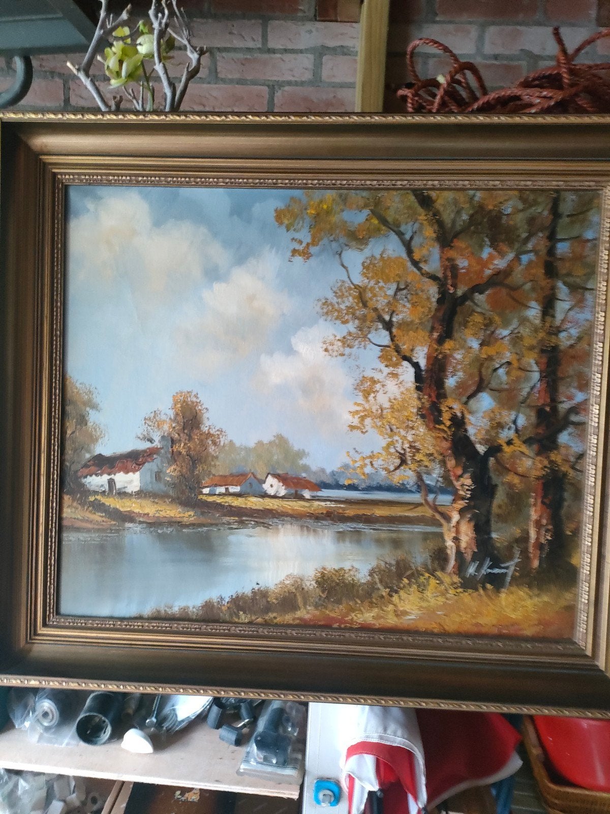 Prachtig landschap olieverf schilderj H Knauf, Ophalen