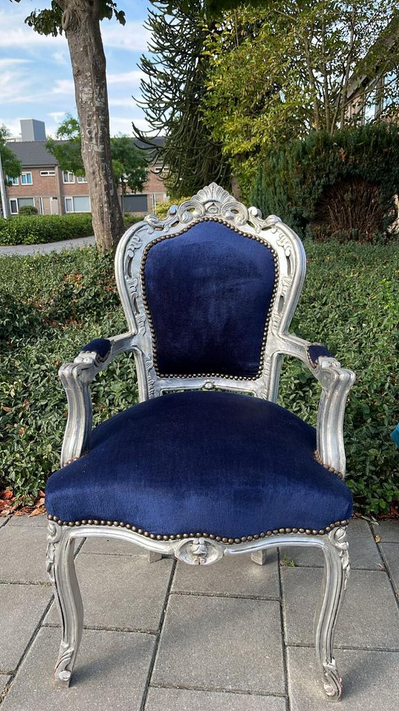 Barok stoel marinekleur, Ophalen of Verzenden