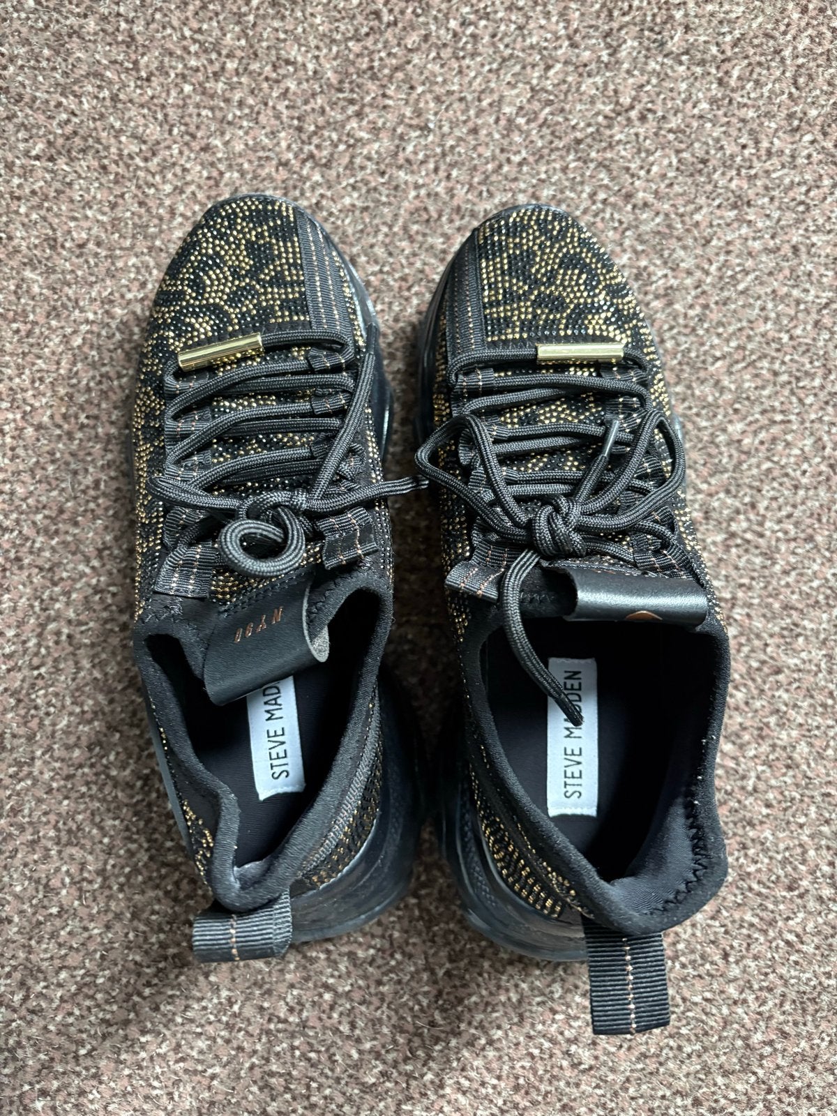 Steve Madden Maxima Sneakers Zwart Goud, Zwart, Ophalen of Verzenden, Sneakers of Gympen, Gedragen