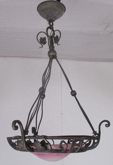 kleine art deco lamp luchter Schneider coup 10, Antiek en Kunst, Ophalen