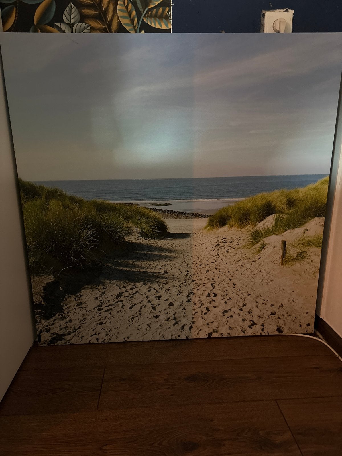 Groot Schilderij Strand Duinen Zee 100x100 cm, Ophalen, Gebruikt, Schilderij, 75 tot 100 cm