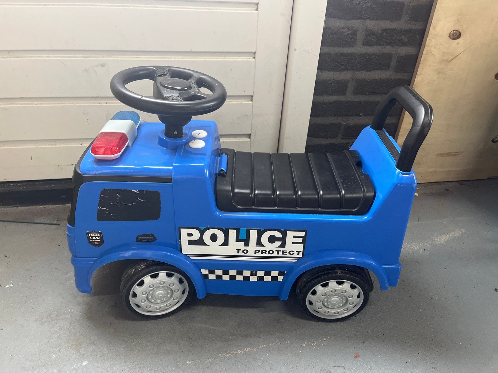 Blauwe Loopwagen Politie met Zwaailicht en Sirene, Ophalen, Gebruikt, Loopvoertuig