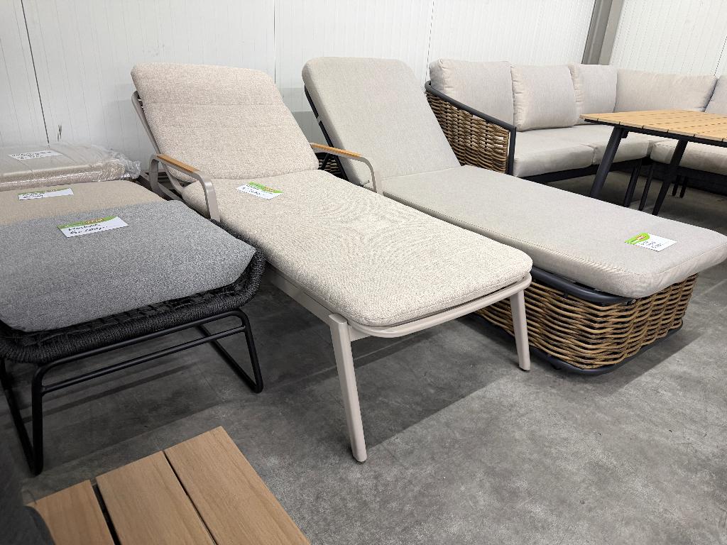 Malta ligbed tuin beige | aluminium + teakhout | 186cm, Ophalen, Verstelbaar, Aston Martinlaan 36, LUX Outdoor Living