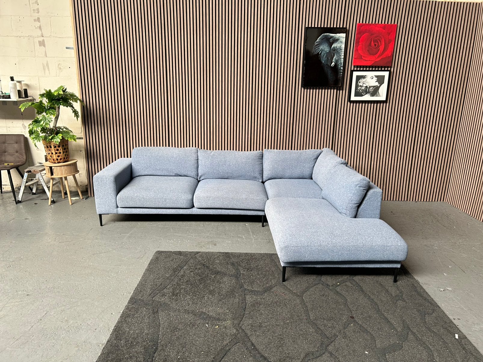 GRATIS LEVERING Hoekbank Lichtblauw 286X220 GEREINIGD