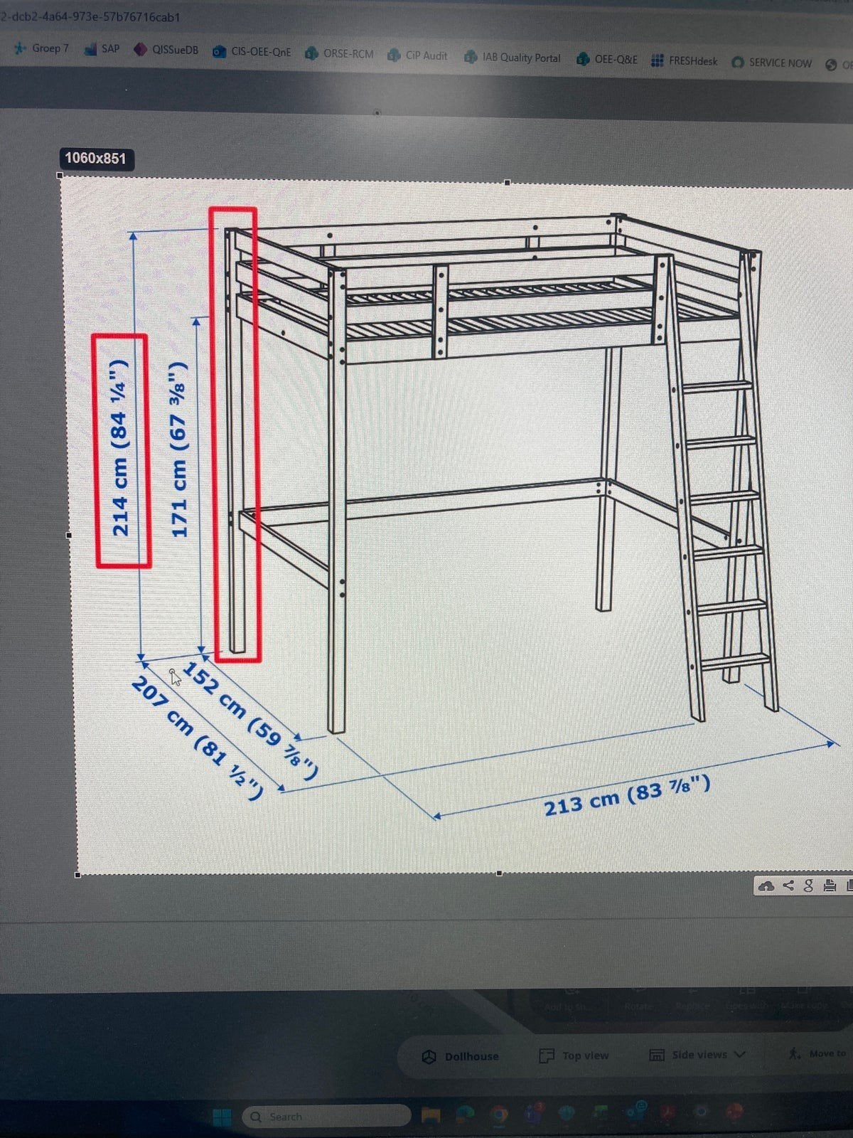 Zwarte hoogslaper met bureau ruimte 20cm korter! - IKEA SVÄR, Gebruikt, Eenpersoons, Ophalen of Verzenden, 200 cm