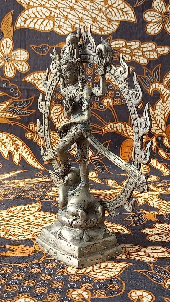 Origineel oud brons Beeldje van Shiva uit India 22,3 cm., Antiek en Kunst, Zilver, Handgemaakt, India, Ophalen of Verzenden