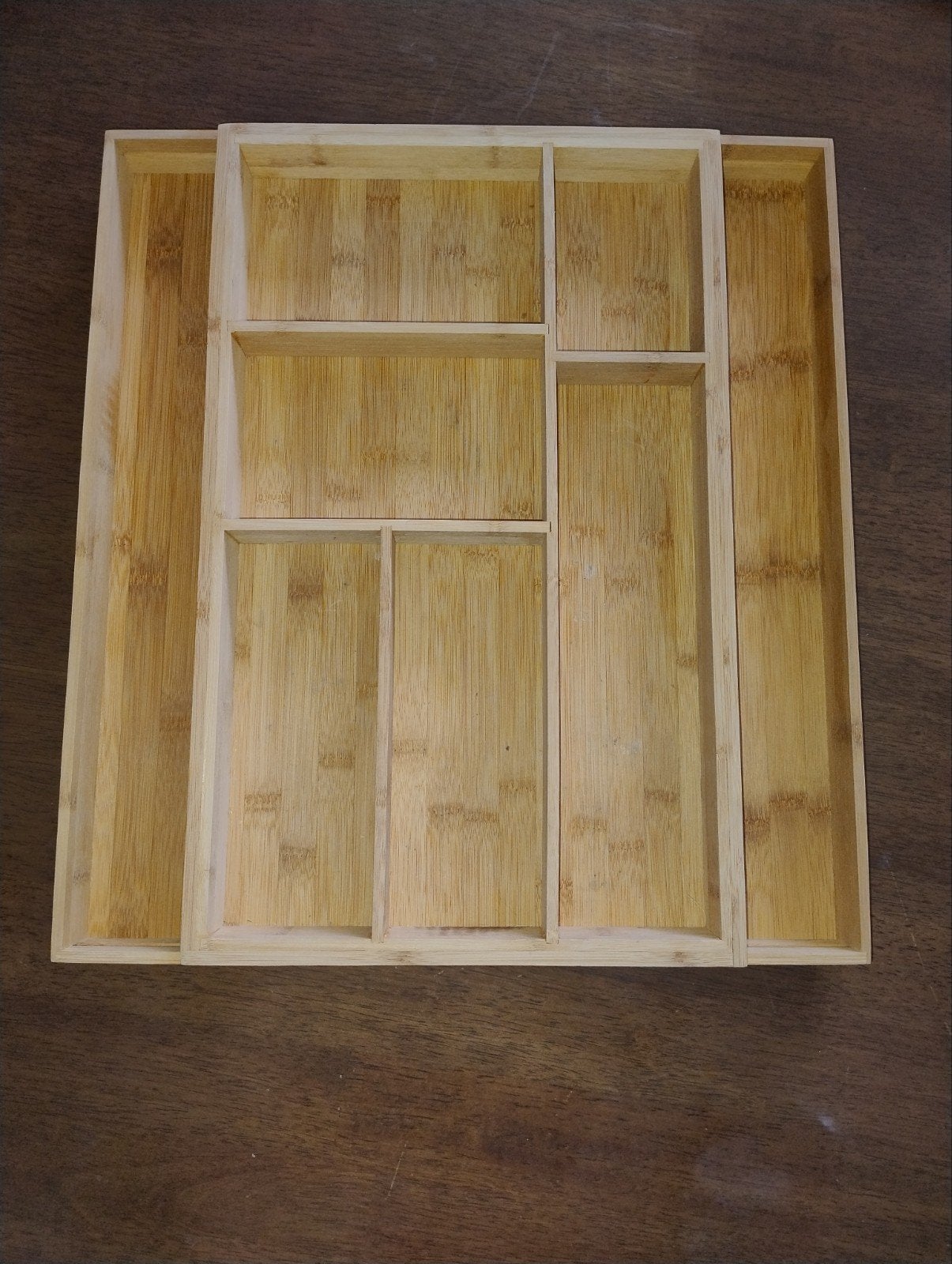 Uitschuifbare lade organizer van bamboe, Ophalen of Verzenden, Gebruikt, Hout