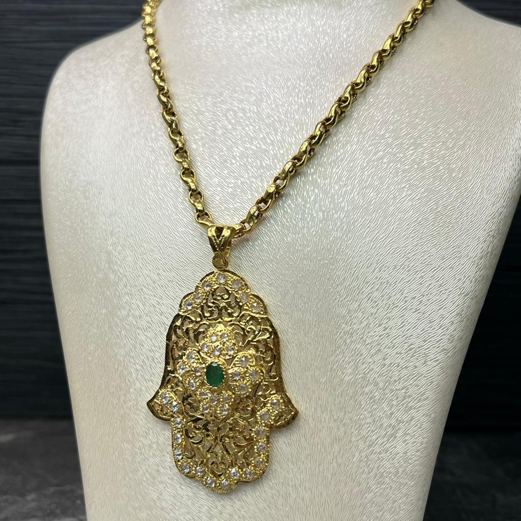 18 karaat gouden ketting met hanger Marokkaans fatima hand, Sieraden, Tassen en Uiterlijk, Ophalen of Verzenden, Nieuw, Goud, Met hanger