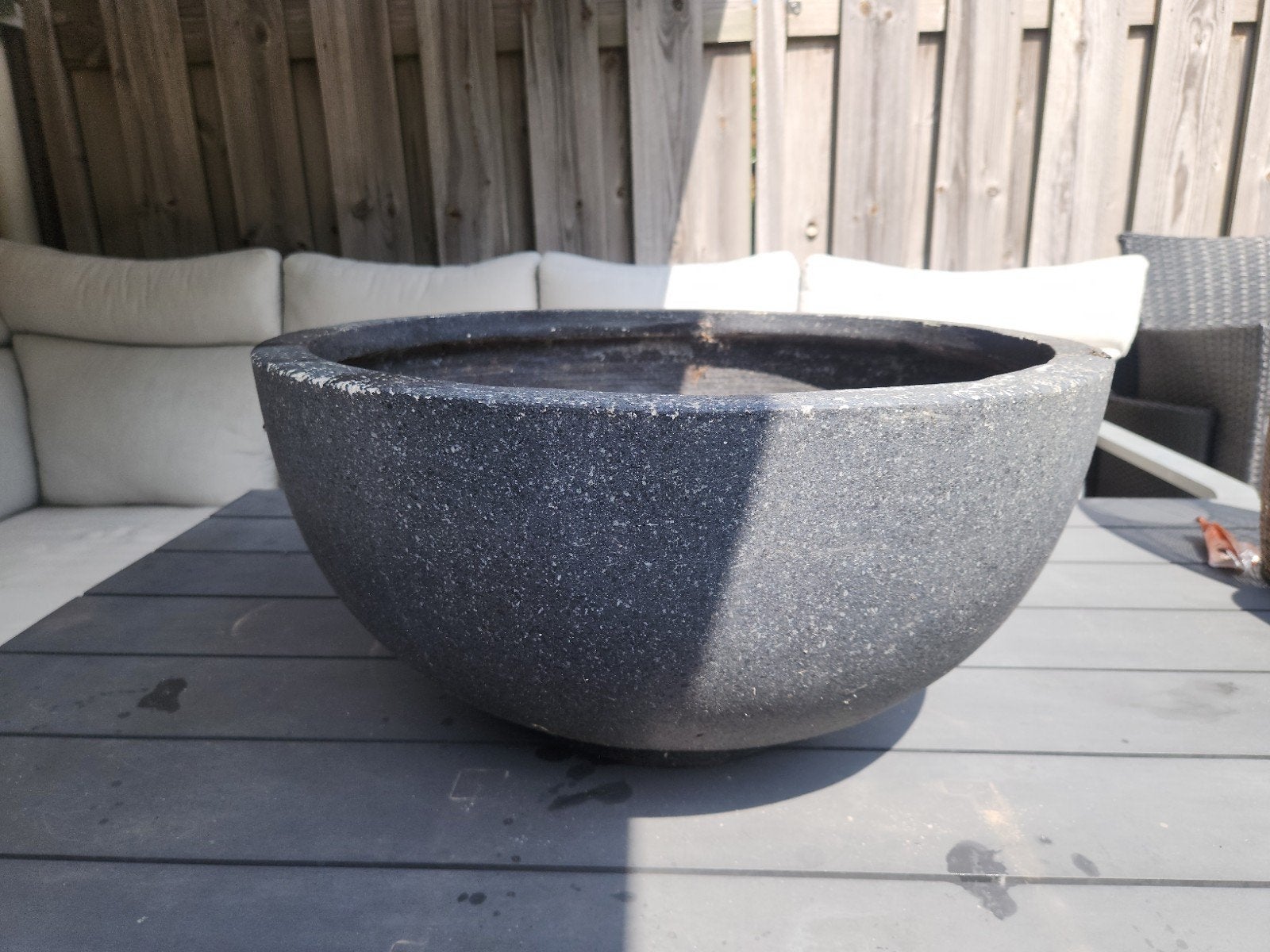 Grote Granito Round Bowl Black buiten planten / bloempot, Ophalen, 40 cm of meer, Rond, Balkon