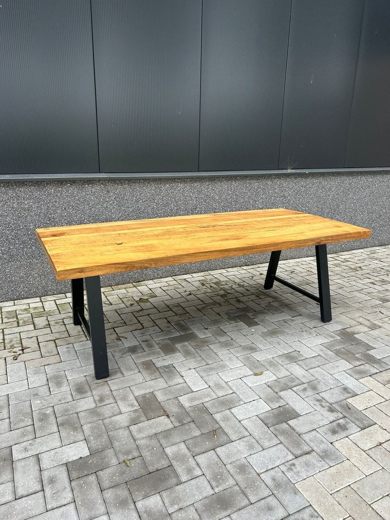 Eettafel Mangohout Rechthoek 220x100cm, Overige materialen, 200 cm of meer, Ophalen of Verzenden, Zo goed als nieuw