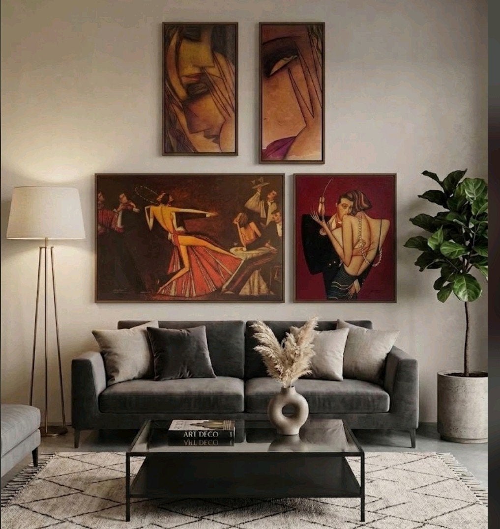4 Giclée schilderijen van Andrei Protsouk - T.E.A.B., Figuren, Giclée, Textiel, Gelimiteerde oplage