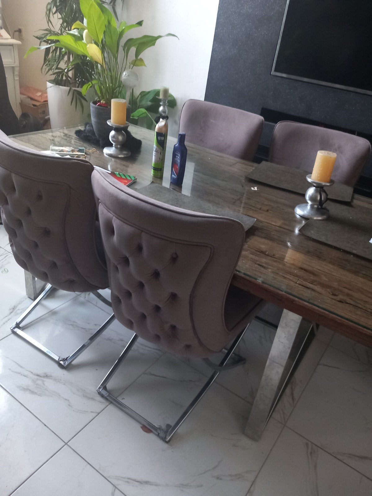 4 zo goed als nieuwe Eric Kuster stoelen bruin/taupe, Bruin, Zo goed als nieuw, Eric Kuster, Ophalen of Verzenden