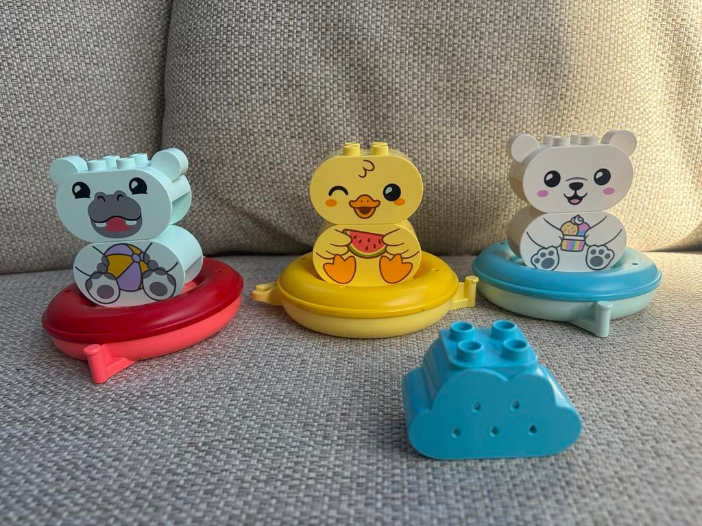 Duplo badspeelgoed: nijlpaard, eend en beer, Gebruikt, Overige thema's, Ophalen of Verzenden, Duplo