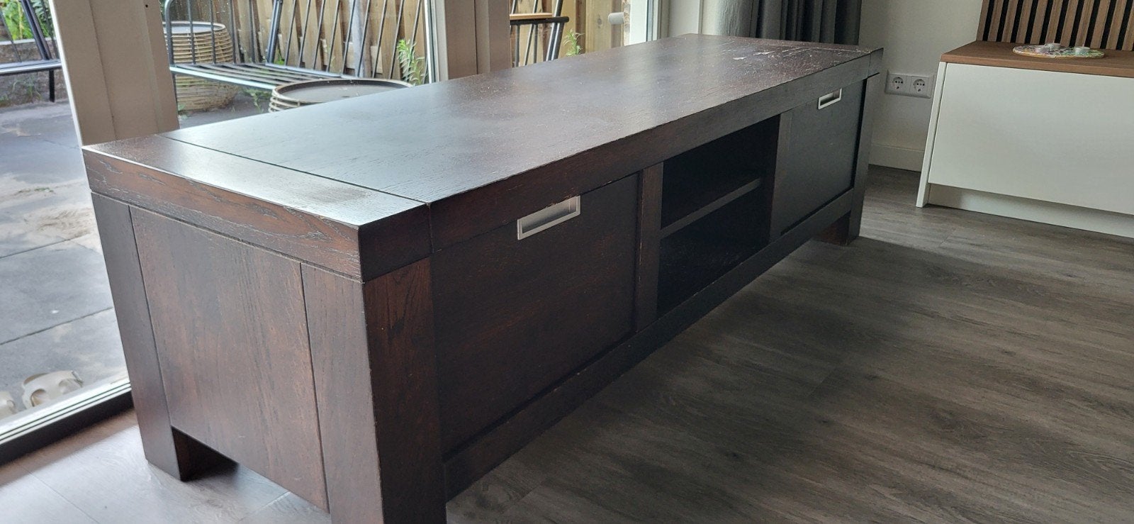 TV meubel | dressoir | Eiken | Wenge, Ophalen, Gebruikt, Eikenhout, Minder dan 100 cm