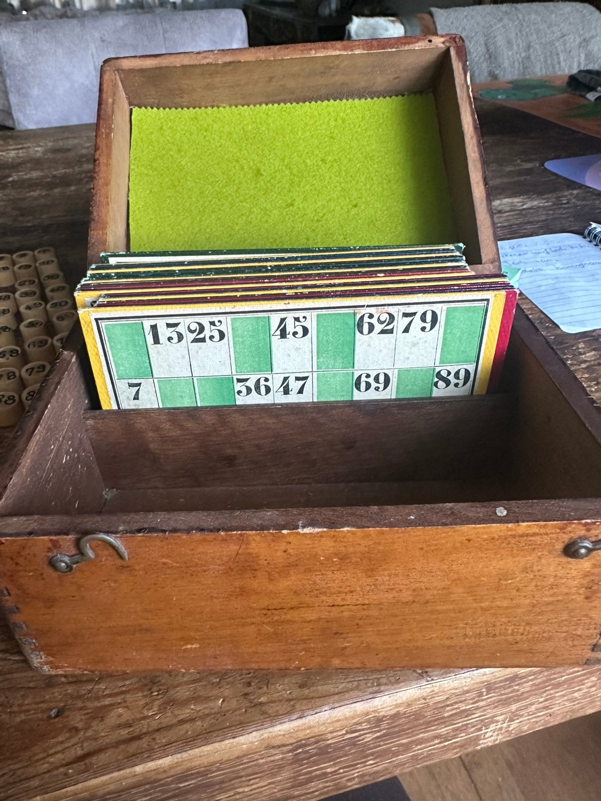 Bingo set hout  vintage, Ophalen of Verzenden, Zo goed als nieuw, Minder dan 50 cm
