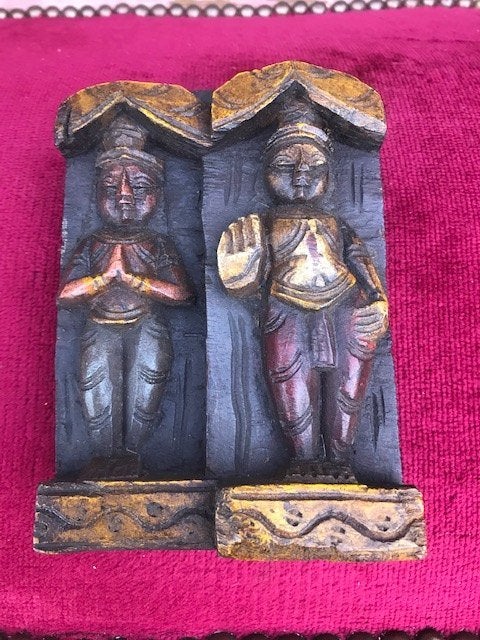polychroom houtsnijwerk, India, tempelstuk?, Antiek en Kunst, Ophalen of Verzenden