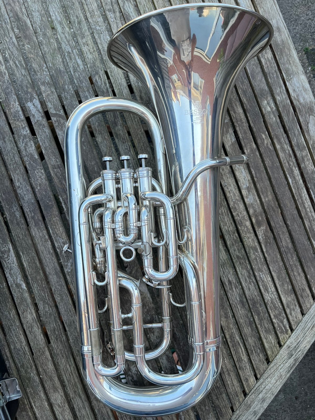 Besson BE765 Euphonium – 4 ventielen (3+1) – Verzilverd, Ophalen, Gebruikt, Euphonium of Tenortuba, Met koffer of draagtas