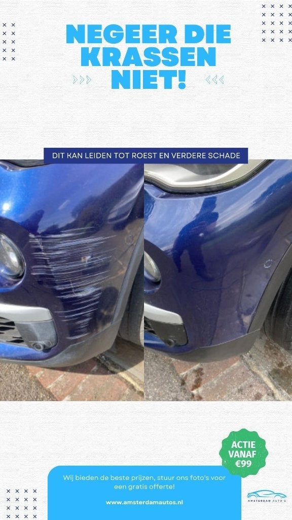 Auto Krassen verwijderen, lakschade, Bumperhoek, Spotrepair, Blikschade