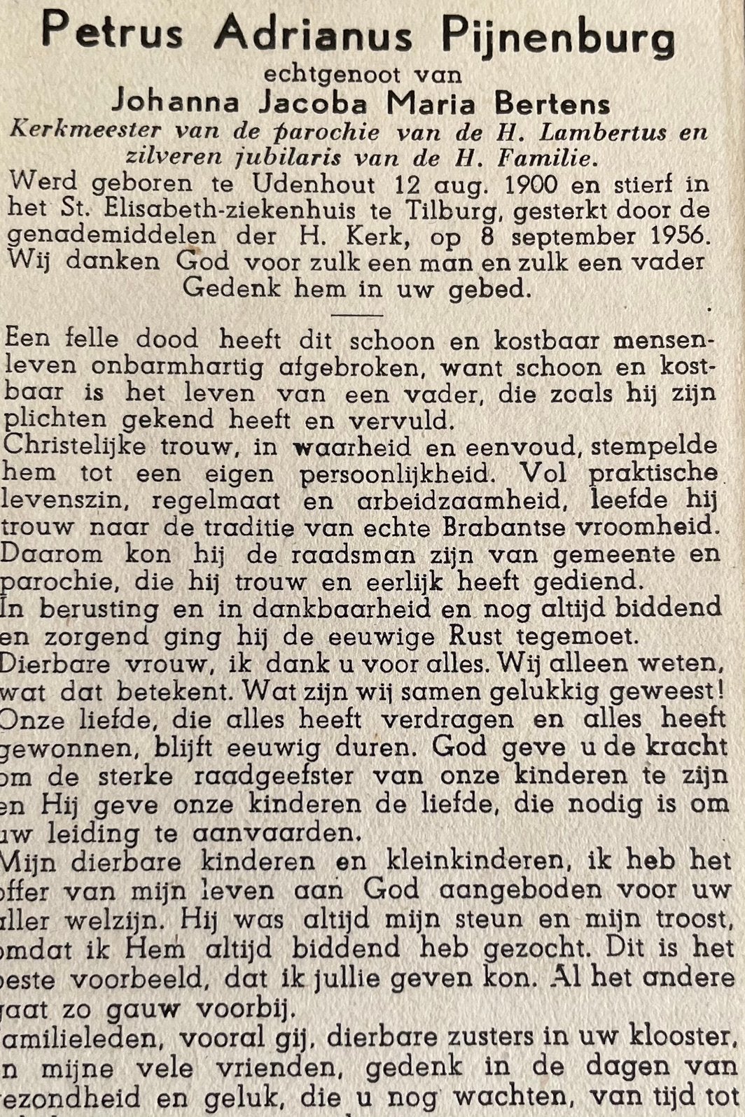 Petrus Adrianus Pijnenburg Udenhout 1900, Ophalen of Verzenden