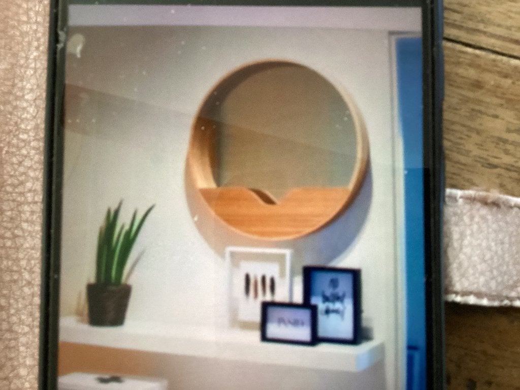 Spiegel rond hout Merk Zuiver, Ophalen, Minder dan 50 cm, Rond, Zo goed als nieuw