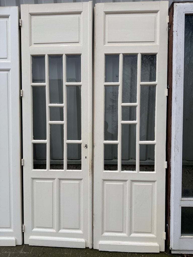 Prachtige antieke set ensuitedeuren met facetgeslepen glas, La belle porte, Jurgen.hoogenboezem@gmail.com, Binnendeur, Ophalen of Verzenden