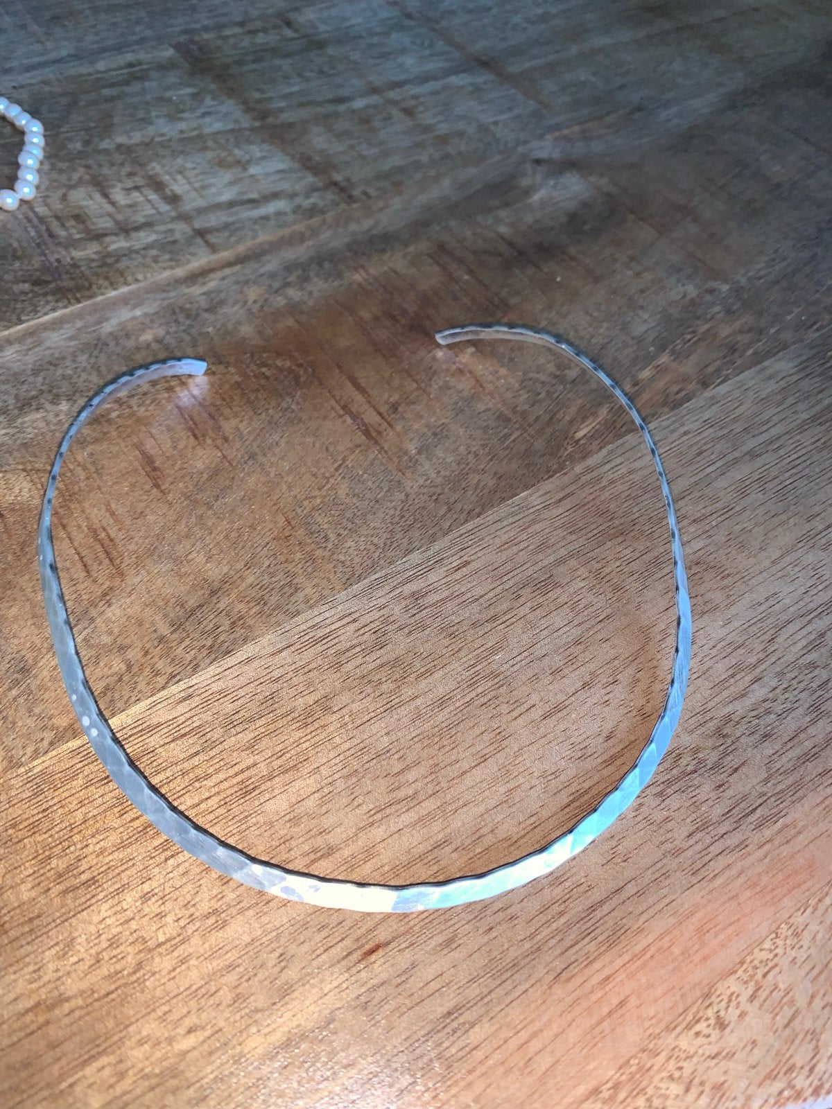 Zilveren choker ketting 925 gehamerd, Ophalen of Verzenden, Zo goed als nieuw, Zilver, Verstelbaar