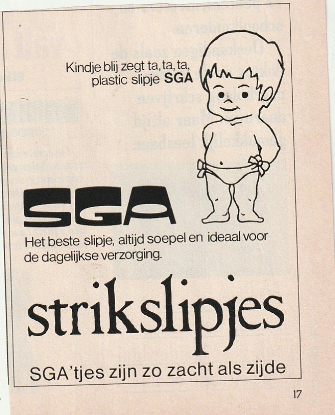 Retro reclame 1977 SGA baby plastic slipje luiers strikslips, Verzamelen, Retro, Overige typen, Verzenden