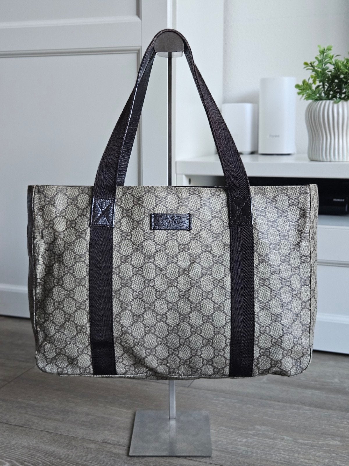 Origineel Gucci GG Supreme Tote Tas - Bruin/Beige, Ophalen of Verzenden, Gebruikt, Bruin, Shopper