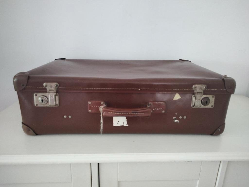 K366 VINTAGE jaren 40 - 50 koffer vulcan fibre zeer bb6bb, Sieraden, Tassen en Uiterlijk, 60 tot 70 cm, Overige materialen, Gebruikt