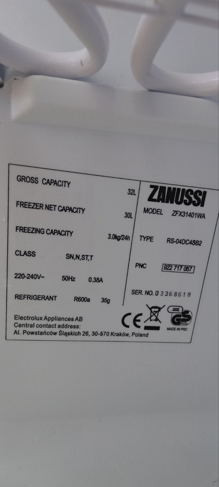 Foto 4 van Zanussi Mini Vriezer - 30L Netto Inhoud