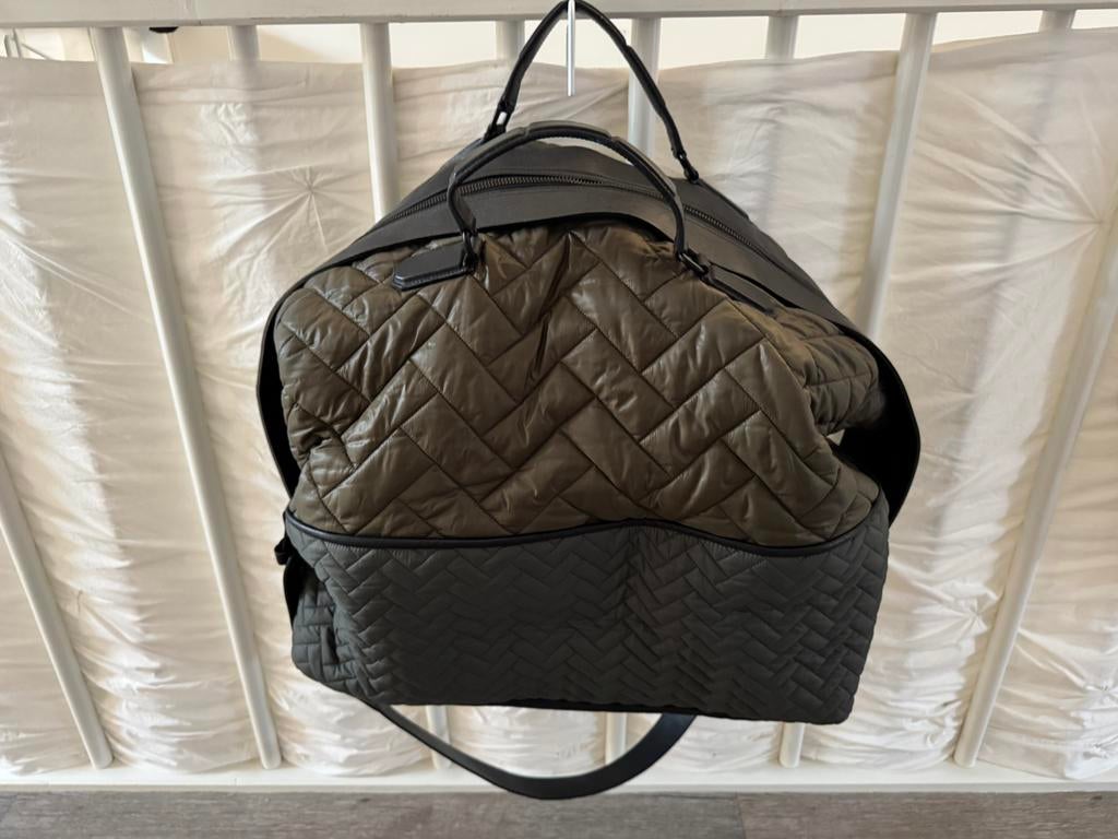 Grote 60x50 legergroene H&M studio tas met leer, Ophalen, 30 cm of meer, Gebruikt, Groen
