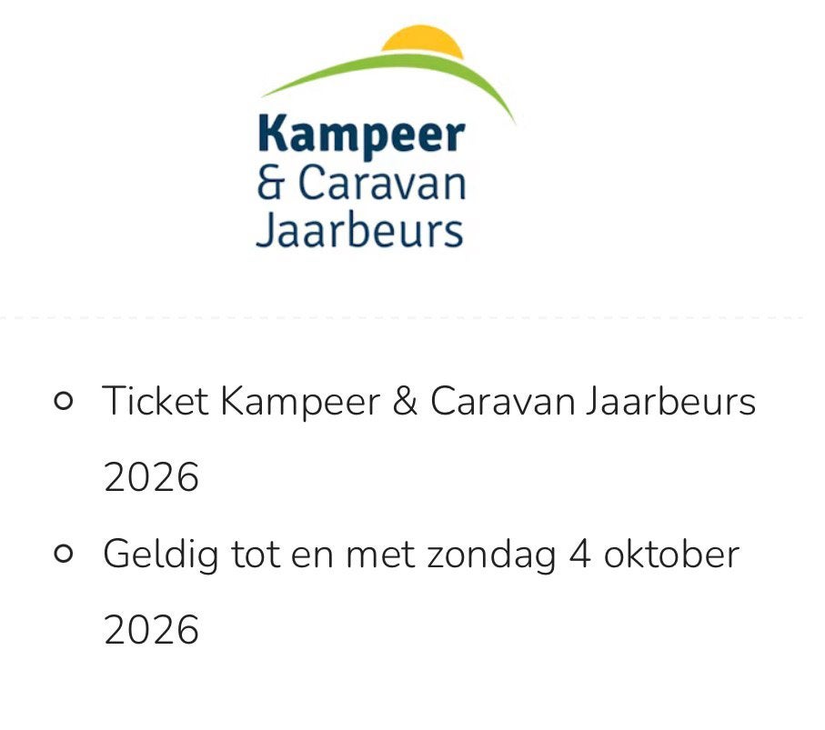 Ticket Kampeer en caravan jaarbeurs (1-4 tickets), Tickets en Kaartjes, Eén persoon, Oktober