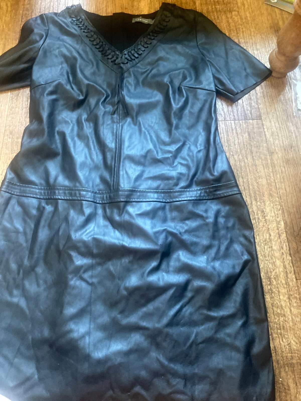 Geisha leren jurk maat L/40, Maat 38/40 (M), Zwart, Ophalen of Verzenden, Zo goed als nieuw