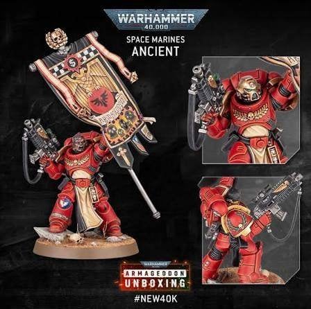 Warhammer 40k Space Marine Ancient with Banner Armageddon, Ophalen of Verzenden, Nieuw, Warhammer 40000, Figuurtje(s)