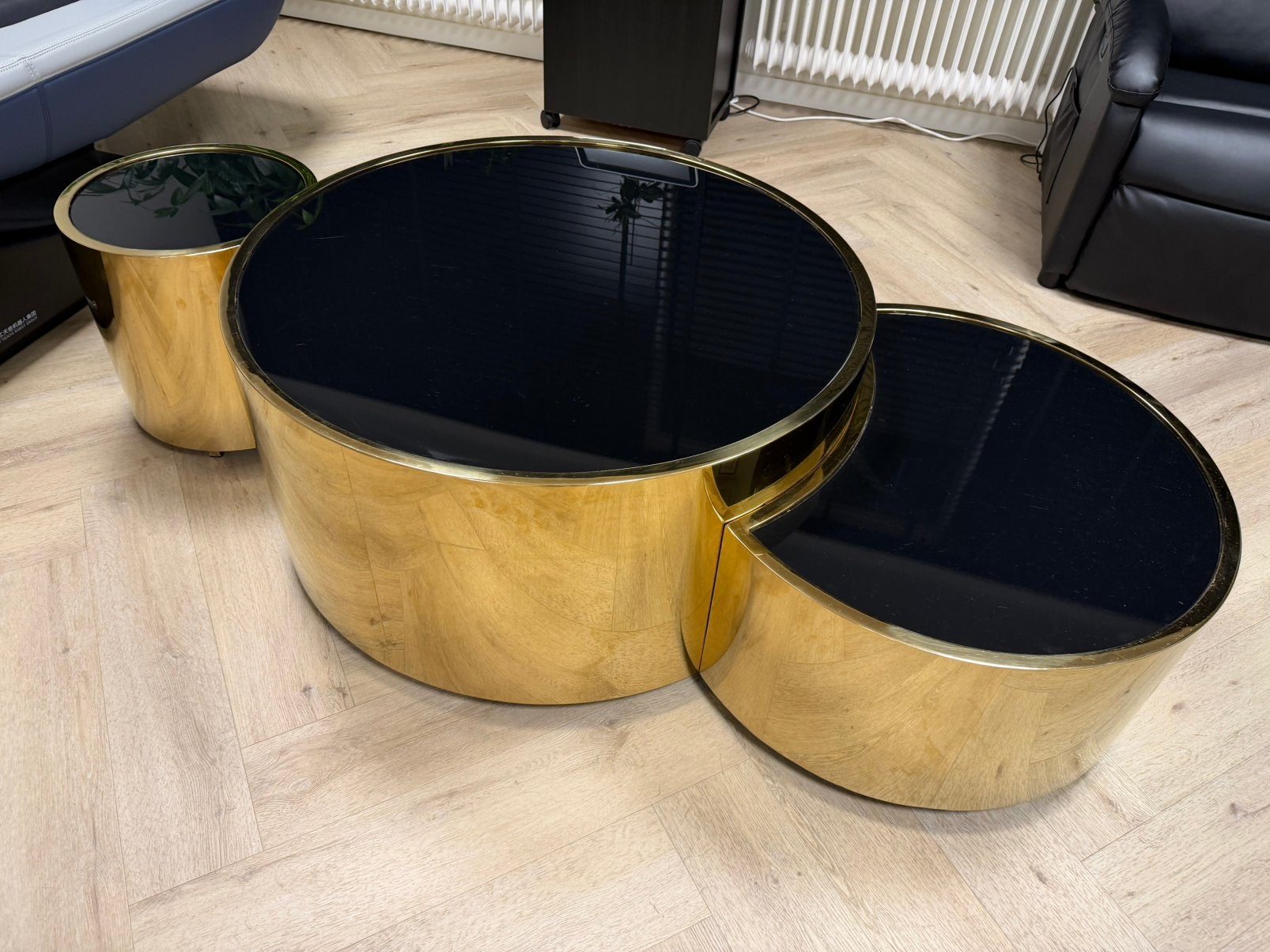 Luxe zwart/gouden salontafelset – 3-delig, Ophalen, Zo goed als nieuw, Overige typen